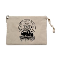 Ramones Text and Group Krem Clutch Cüzdan / El Çantası Krem