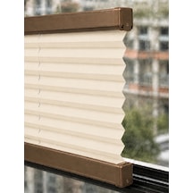 Plise Perde Krem Kumaş + Bronz Profil Kasa Cam Balkon Perdesi Plise Perde Krem Kumaş + Bronz Profil Kasa Cam Balkon Perdesi