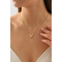 Figürlü Zirkon Taşlı Gold Bijuteri Kolye