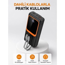 Powerbank 20000 Mah Dijital Ekranlı Ve Çok Kablolu Hızlı Şarj Cihazı Siyah 42716410