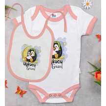 Bk Kids Uykucu Güzel Tasarımlı Pembe Bebek Body Zıbın Ve Mama Önl Çok Renkli