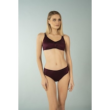 Estiva Luplu Toparlayıcı Yüksek Bel Büyük Beden Bikini Takımı - Mürdüm Çok Renkli