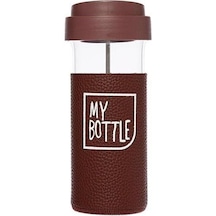 My Botlle Deri Kılıflı French Pressli Mug Kupa Kahverengi  450 ml