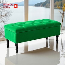 Smarto Relax Puf Saanen Sandıklı Ayaklı Kapitoneli Dekoratif 110x40x45 Cm Yeşil Yeşil