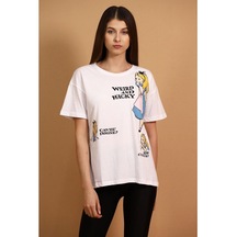 Gabria Kadın Baskılı T-Shirt Beyaz (512154232)