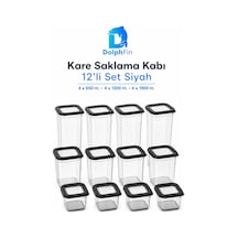 Kare Saklama Kabı 12'li Set Siyah 650/1300/1900 Ml