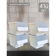 4 Lü Tekerlekli Patateslik Soğanlık Bpa Free Erzak Kutusu Sebzelik Oyuncaklık Gri 48 Lt Gri-beyaz