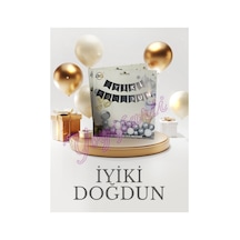 İyiki Doğdun Yazısı Siyah Gümüş Banner Diğer