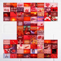 Pinterest Aesthetic Kırmızı Duvar Posteri Kolaj 80 Adet 10x15 Cm