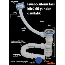 Damlalıklı Taslı Körüklü Sifon Yandan Evye Sifon Lavabo Borusu Ta
