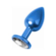 Zaga Oyun Metal Clear Taşlı Mavi Anal Plug Orta Boy