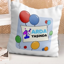 Kişiye Özel 1. Yaş Tasarımlı Erkek Bebek Dekoratif Beyaz Yastık - (246563041)