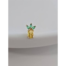 Ananas Model Kıkırdak Piercing Tragus Helix Altın Kaplama Gold Renk Küpe Gold
