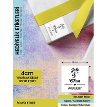 Kalp Figürlü Etiket Cemiyet İçin Ürünlerinize Özel 4 CM - 100 Adet Letbil Folyo Sticker Siyah - Beyaz