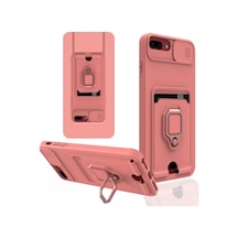 Newface Apple İphone 7 Plus Kılıf Zuma Kartvizitli Yüzüklü Silikon - Pembe