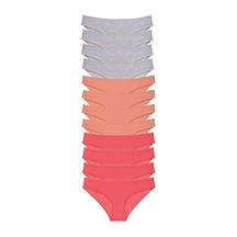 12 Adet Süper Eko Set Likralı Kadın Slip Külot Gri Pudra Fuşya Standart