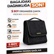 Oto Bagaj Organizer Bagaj Çantası S Boy Kaymaz Cırt Bantlı Velur Kompakt Düzenleyici - Scy3