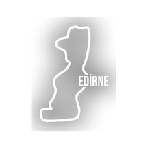 Edirne Harita Araba Sticker 17x17 Cm Beyaz