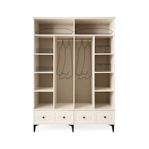 Alaska 4 Kapaklı %100 Mdf Elbise Dolabı Gardrop 154x54x212 Ekru