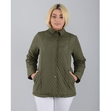 Vetre Mevsimlik Astarlı Kapitone Mont Haki Büyük Beden 1030