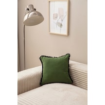 Swita Home Saçaklı Tek Renk 43x43 Kırlent Kılıfı Siyah - Gri