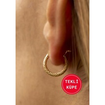 14 Ayar Altın Mini İnce Simli Tekli Küpe Sarı Altın