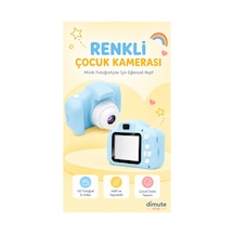 Renkli Çocuk Kamerası Taşınabilir Mini Dijital Fotoğraf Makinesi Hediyelik Çocuk Kamerası Mavi - 744100309