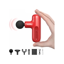 Heychy Mini Masaj Tabancası, Kas Gevşetme İçin 4 Ataşmanlı Ve 5 Seviyeli Elektrikli Fasya Masaj Aleti, Boyun, Sırt, Omuzlar, Bacaklar İçin, Erkekler Kadınlar İçin Hediye Kırmızı
