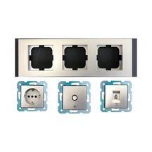 Ovivo Grano Gümüş Üçlü Set - Tv - Data Cat 6 Internet- Topraklı Priz