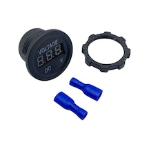12v-24v Dijital Voltmetre Düz Tip Mavi Işık 28 Mm