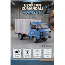 Uzaktan Kumandalı 1:16 Ölçek Duman Atan Mavi Kapalı Kasa Kapıları Açılabilir Led Işıklı Kamyonet Çok Renkli