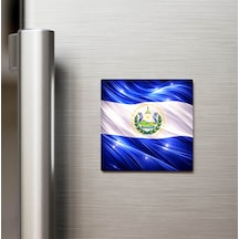 El Salvador El Salvador Abstract Ülke Bayraklı Buzdolap Magneti - 9x9 Cm
