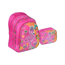 Relaxion Pembe Flamingo Desenli İlkokul Çantası Beslenme Çantalı 1311-4