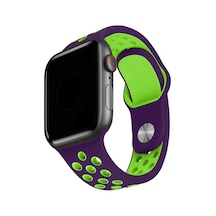 Apple Watch Seri 1/2/3/4/5/6/7/8/se İle Uyumlu Delikli Silikon Kordon Kayış 38-40-41 Mm Mor - Yeşil Çok Renkli