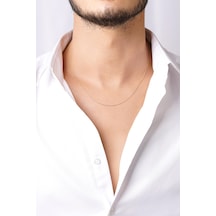 14 Ayar Altın Singapur Zincir Erkek Kolye 0.75 Mm Beyaz Altın