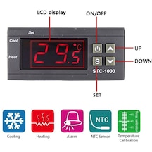 Stc-1000 Dijital Sıcaklık Kontrol Cihazı Termostat Termoregülatör İnkübatör Siyah Stc1000 12v