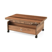 Zerenland 104 Akıllı Sehpa Çift Çekmeceli 3 Kademeli 6 Farklı Fonksiyonlu Sihirli Sehpa Ceviz