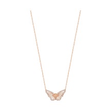 Beyaz Taşlı Kelebek Gümüş Kolye Rose Gold