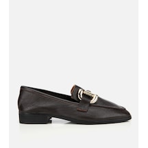 Hotiç Kadın Deri Kahverengi Tokalı Klasik Loafer