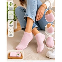 Km Collections 6'lı Set Özel Parfümlü Kadın Bambu Kısa Çorap Açık Pembe - Pudra