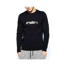 2000S Baskılı Siyah Erkek Örme Sweatshirt