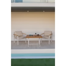 Neokas Metal Bahçe Oturma Grubu, Balkon Takımı, Kafe Koltuğu, Bekleme Alanı Koltuğu, 1 + 1 + Masa Beyaz