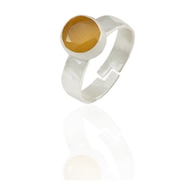 Kadir Jewellery 925 Ayar Gümüş Kaplama Zirkon Taşlı Ayarlanabilir Kadın Minimal Yüzük Sarı