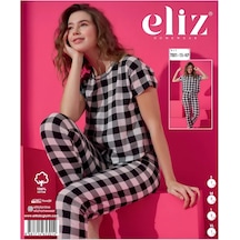 Eliz 7001-15-kp Pamuk Ekose Kısa Kol Kadın Pijama Takımı Çok Renkli