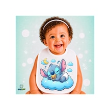 Stitch Keten Bebek Mama Önlüğü Yumuşak - Emici - Yıkanabilir - Özel Tasarım P177 Çok Renkli