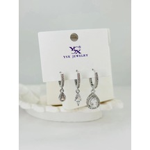 Zirkon Taşlı Üçlü Kombin Küpe Çok renkli 37622310