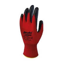 Beybi Zebra Nitril Kaplama Örme Eldiven Kırmızı Işçi Eldiveni (15