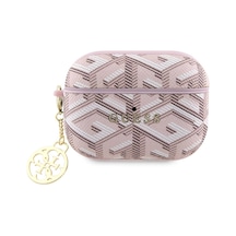 Airpods Pro 2 Uyumlu Kılıf Guess Lisanslı G Cube Desenli 4g Süs Zincirli Pembe