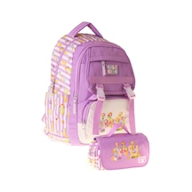 Calacilo Flowers Kız Çocuk Flowers Baskılı Okul Sırt Çantası Ve Kalemlik Seti - Setcc-c4071c Lila