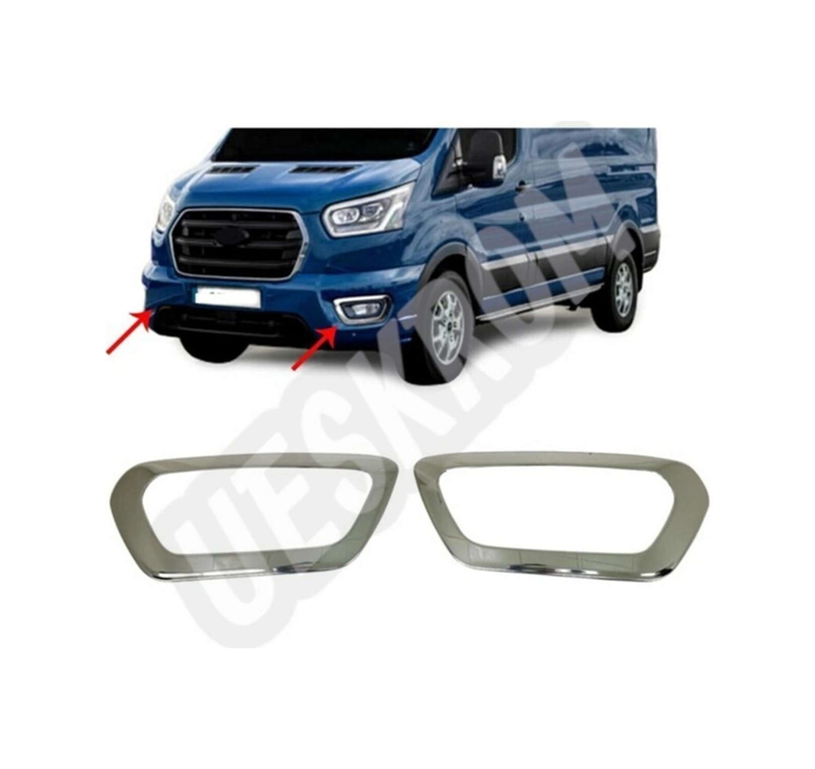 Ueskrom Ford Transit 2019 Üzeri Krom Sis Çerçeve 2prç P.çelik